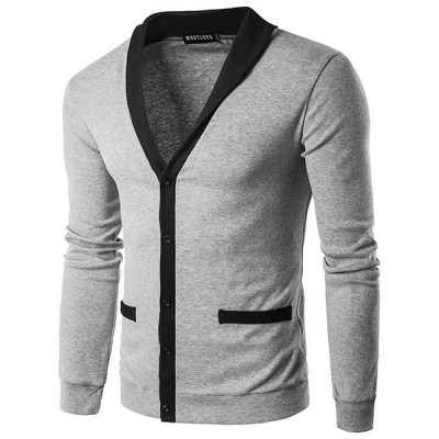 Classic Brief Fashion Neckline Sweatershirt Men’s Single breasted Hit Color Knitting Cardigan Classic Brief Fashion Neckline Sweatershirt Men’s Single breasted Hit Color Knitting Cardigan