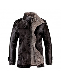 Men's large plush coat winter warm leather jacket HF2701-03-02