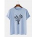 Mens Flower Line Print Round Neck Short Sleeve Shirt Mens Flower Line Print Round Neck Short Sleeve Shirt