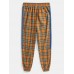 Mens Plaid Side Patchwork Drawstring Cotton Jogger Pants With Pocket Mens Plaid Side Patchwork Drawstring Cotton Jogger Pants With Pocket