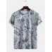 Mens Tropical Plant Print Crew Neck Holiday Short Sleeve T Shirts Mens Tropical Plant Print Crew Neck Holiday Short Sleeve T Shirts