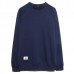Autumn Winter Fashion Pure Color Round Neck Men Pullover Casual Long Sleeved Cotton Tops