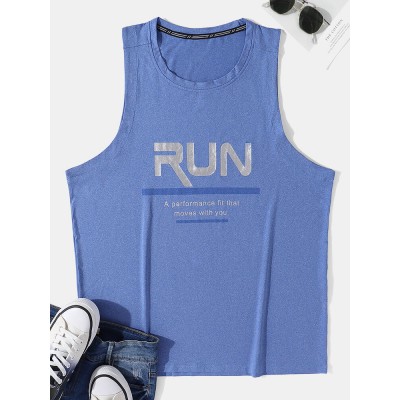 Men Reflective Letters Sleeveless Moisture Wicking Sporty Tank Tops Men Reflective Letters Sleeveless Moisture Wicking Sporty Tank Tops