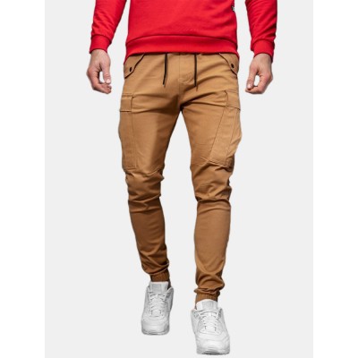 Mens Solid Color Drawstring Mid Waist Overalls Pocket Cargo Pants Mens Solid Color Drawstring Mid Waist Overalls Pocket Cargo Pants