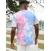 Mens Small Flower Print Tie Dye Round Neck Short Sleeve T Shirt Mens Small Flower Print Tie Dye Round Neck Short Sleeve T Shirt