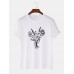 Mens Flower Line Print Round Neck Short Sleeve Shirt Mens Flower Line Print Round Neck Short Sleeve Shirt