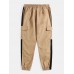 Mens Solid Color Side Patchwork Casual Pants With Pocket Mens Solid Color Side Patchwork Casual Pants With Pocket